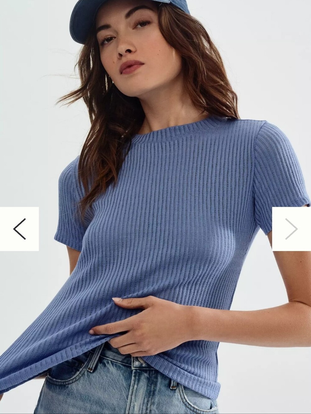 Pilcro Blue Ribbed Tee - Picture 5 of 5